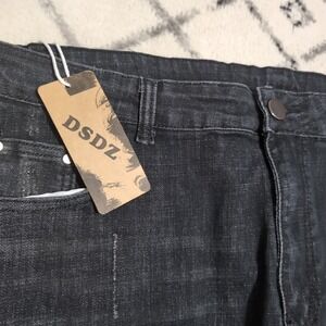 DSDZ Men's Ripped Pleated Stretch Biker Jeans with Zippers G20